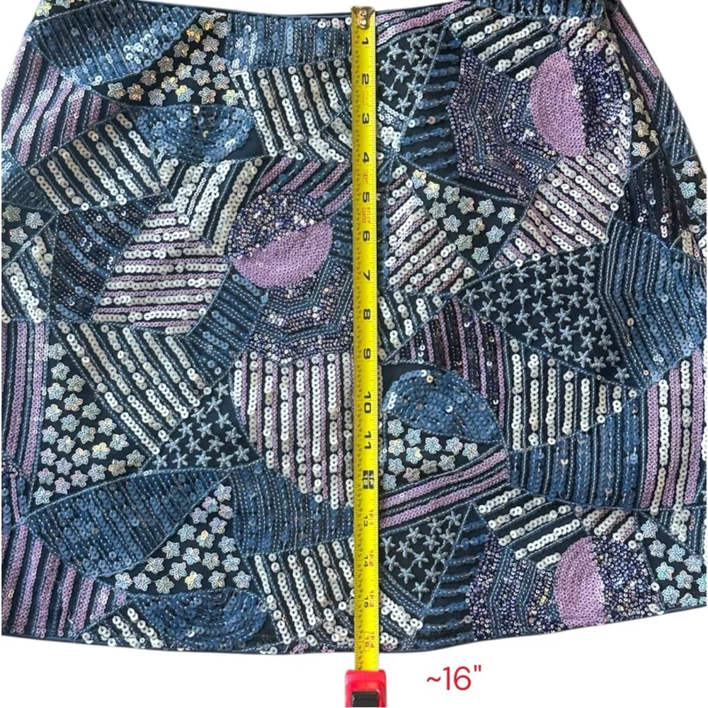 BTFL-Life Sequin Mini Skirt – Blue Purple Patchwork | Size M | Video